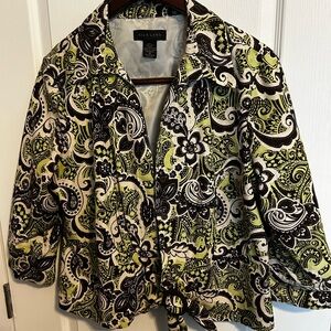 SilkLand Black and Green Paisley Top